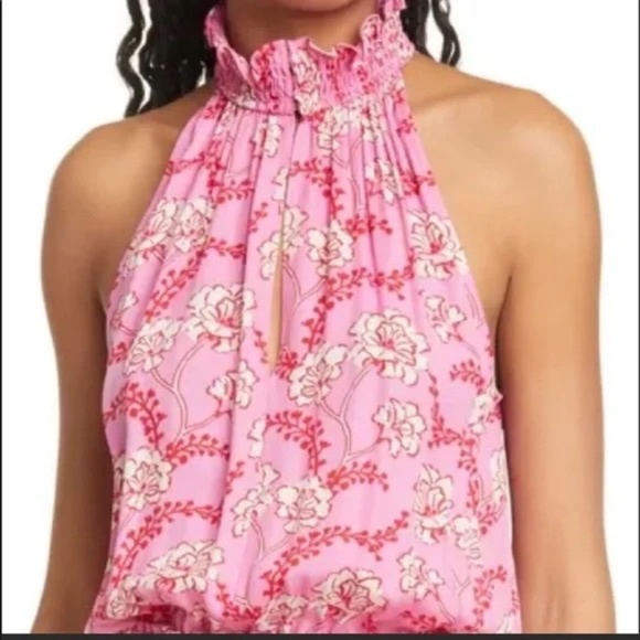 ALC Cody Floral Silk Smocked Waist Dress NEW - Picture 4 of 5